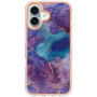 Mramorový ochranný kryt pro iPhone 16 - fialový