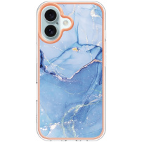 Mramorový ochranný kryt pro iPhone 16 - modrý