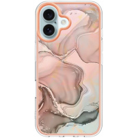 Mramorový ochranný kryt pro iPhone 16 - světle růžový