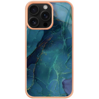 Mramorový ochranný kryt pro iPhone 16 Pro Max - petrolejový