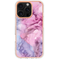 Mramorový ochranný kryt pro iPhone 16 Pro Max - růžovofialový