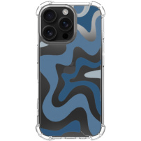 Kryt se vzorem abstraktních vln a zesílenými rohy pro iPhone 16 Pro - modrý