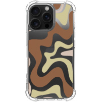 Kryt se vzorem abstraktních vln a zesílenými rohy pro iPhone 16 Pro - hnědý