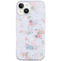 Třpytivý transparentní kryt pro iPhone 14 - květiny