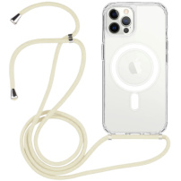 Transparentní kryt se šňůrkou a MagSafe pro iPhone 12 Pro Max - krémový
