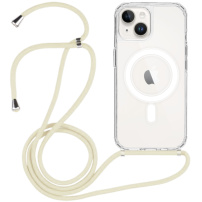 Transparentní kryt se šňůrkou a MagSafe pro iPhone 13 - krémový