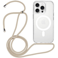 Transparentní kryt se šňůrkou a MagSafe pro iPhone 13 Pro - béžový