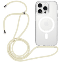 Transparentní kryt se šňůrkou a MagSafe pro iPhone 13 Pro Max - krémový