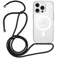Transparentní kryt se šňůrkou a MagSafe pro iPhone 14 Pro Max - černý