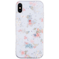 Třpytivý transparentní kryt pro iPhone X / XS - květiny
