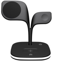 YM-UD22 3v1 magnetický bezdrátový stojánek s podsvícením pro iPhone / Apple Watch / AirPods - černý