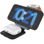 FIXED MagFlex Alu 3v1 bezdrátová nabíječka s výklopným stojánkem pro iPhone / Apple Watch / AirPods - 15W - černá