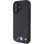 BMW M Carbon Tricolor Stripe kryt s MagSafe pro iPhone 16 - černý