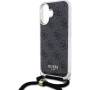 Guess 4G IML Printed Crossbody kryt se šňůrkou pro iPhone 16 - šedý