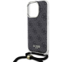 Guess 4G IML Printed Crossbody kryt se šňůrkou pro iPhone 16 Pro - šedý