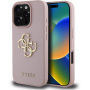 Guess Grained 4G Metal Logo kryt pro iPhone 16 Pro - růžový