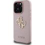 Guess Grained 4G Metal Logo kryt pro iPhone 16 Pro - růžový