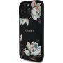 Guess Grained Magnolia kryt se vzorem květin a MagSafe pro iPhone 16 Pro - černý