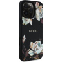 Guess Grained Magnolia kryt se vzorem květin a MagSafe pro iPhone 16 Pro - černý