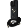 Guess 4G Metal Logo Crossbody kryt se šňůrkou pro iPhone 16 Pro - šedý