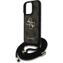 Guess 4G Metal Logo Crossbody kryt se šňůrkou pro iPhone 16 Pro Max - hnědý