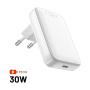 FIXED Slim GaN nabíjecí adaptér s portem USB-C - 30W - bílý