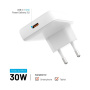 FIXED Slim GaN nabíjecí adaptér s portem USB-C - 30W - bílý