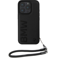 BMW Leather Signature and Strap kryt pro iPhone 16 Pro Max - černý