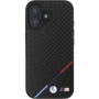 BMW M Carbon Tricolor Stripe kryt s MagSafe pro iPhone 16 - černý