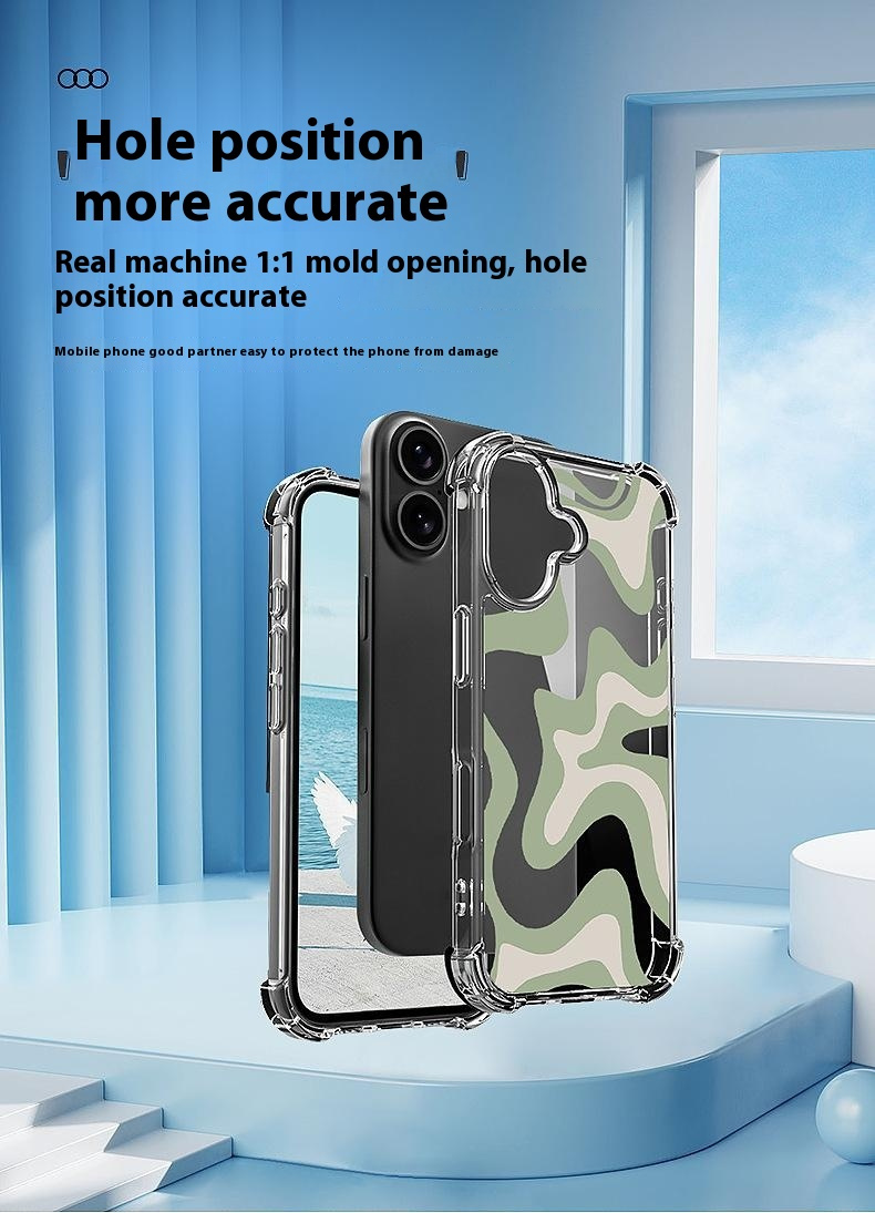 Kryt se vzorem abstraktních vln a zesílenými rohy pro iPhone 16 - hnědý