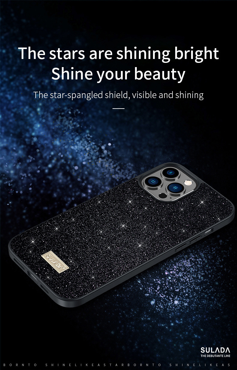 SULADA elegantní třpytivý kryt pro iPhone 16 Plus - černý