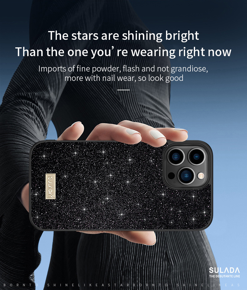 SULADA elegantní třpytivý kryt pro iPhone 16 Plus - černý