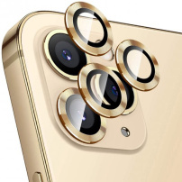 ENKAY tvrzená skla s kovovým rámečkem k ochraně čoček zadního fotoaparátu pro iPhone 12 Pro - zlatá
