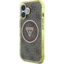 Guess IML 4G Glitter and Triangle Logo kryt s MagSafe pro iPhone 16 - hnědý