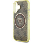 Guess IML 4G Glitter and Triangle Logo kryt s MagSafe pro iPhone 16 - hnědý