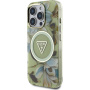 Guess IML Glitter Magnolia and Triangle Logo kryt s MagSafe pro iPhone 16 Pro - zelený