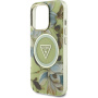 Guess IML Glitter Magnolia and Triangle Logo kryt s MagSafe pro iPhone 16 Pro - zelený