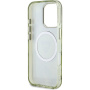 Guess IML Glitter Magnolia and Triangle Logo kryt s MagSafe pro iPhone 16 Pro - zelený