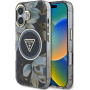 Guess IML Glitter Magnolia and Triangle Logo kryt s MagSafe pro iPhone 16 - černý