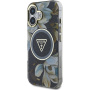 Guess IML Glitter Magnolia and Triangle Logo kryt s MagSafe pro iPhone 16 - černý