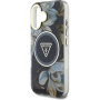 Guess IML Glitter Magnolia and Triangle Logo kryt s MagSafe pro iPhone 16 - černý