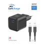 Swissten GaN sada adaptéru s portem USB-C a kabelu USB-C na USB-C - 20W - 1,2 m - černá