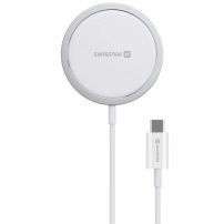 Swissten MagStick bezdrátová MagSafe nabíječka pro iPhone - 15W - stříbrná