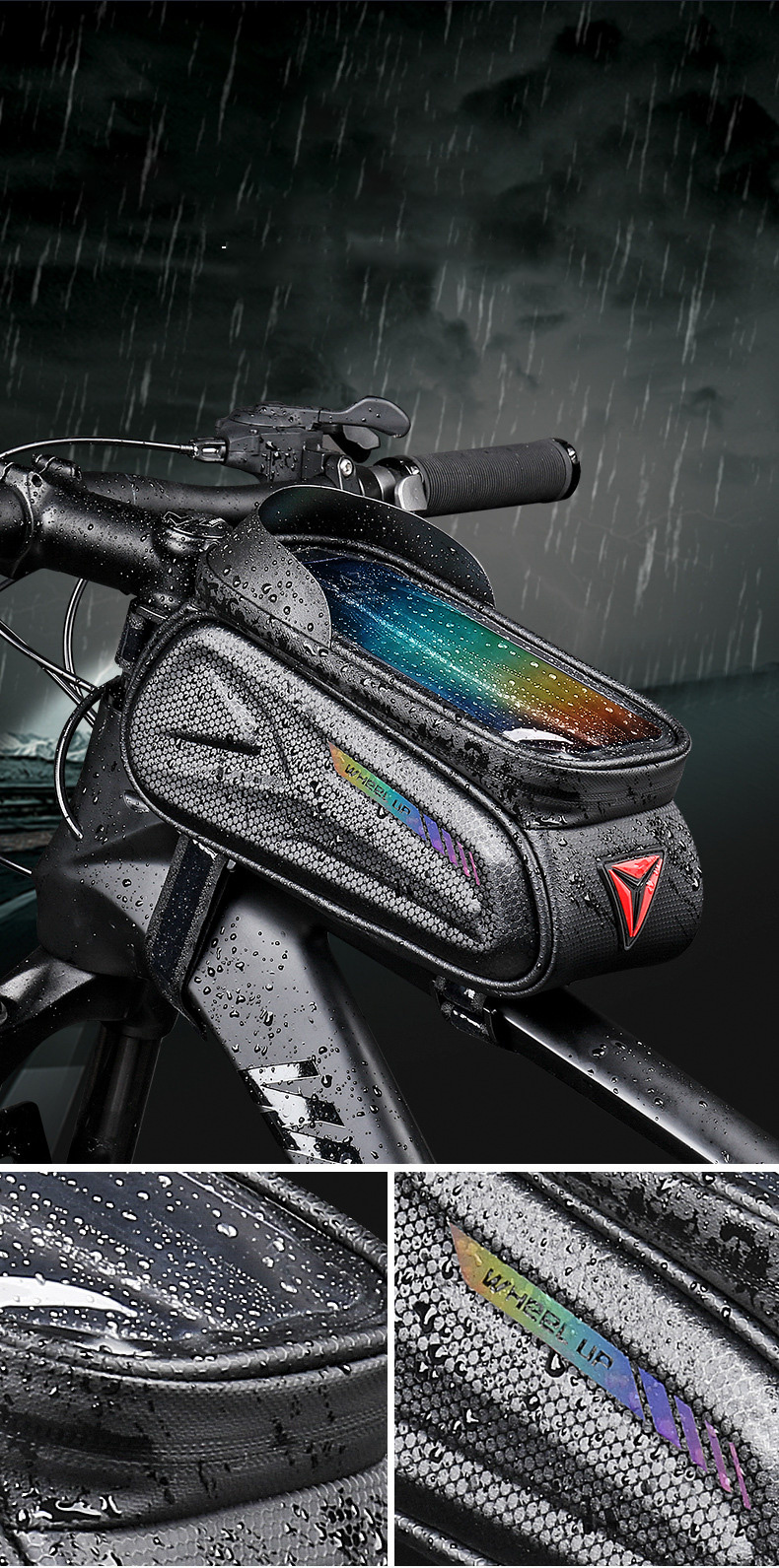 Wheel up Bike Bag voděodolná brašna na kolo s prostorem pro iPhone - černá 