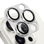 NORTHJO tvrzené sklo s kovovým rámečkem k ochraně čoček fotoaparátu pro iPhone 15 Pro / 15 Pro Max - stříbrné