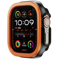 Pouzdro s kovovým rámečkem kolem displeje pro Apple Watch Ultra 49mm - oranžové