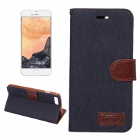 Džínové magnetické pouzdro s integrovaným stojánkem a prostorem na doklady pro Apple iPhone 8 Plus / 7 Plus - černé