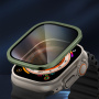 Tvrzené Anti-Spy sklo s kovovým rámečkem pro Apple Watch Ultra 49mm - olivové