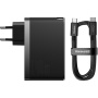 Baseus GaN5 Pro rychlonabíjecí sada adaptéru s porty 2x USB-C / USB-A a kabelu USB-C na USB-C - 140W - 1 m - černá