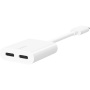 BELKIN RockStar audio a nabíjecí redukce - 2x USB-C na USB-C - bílá